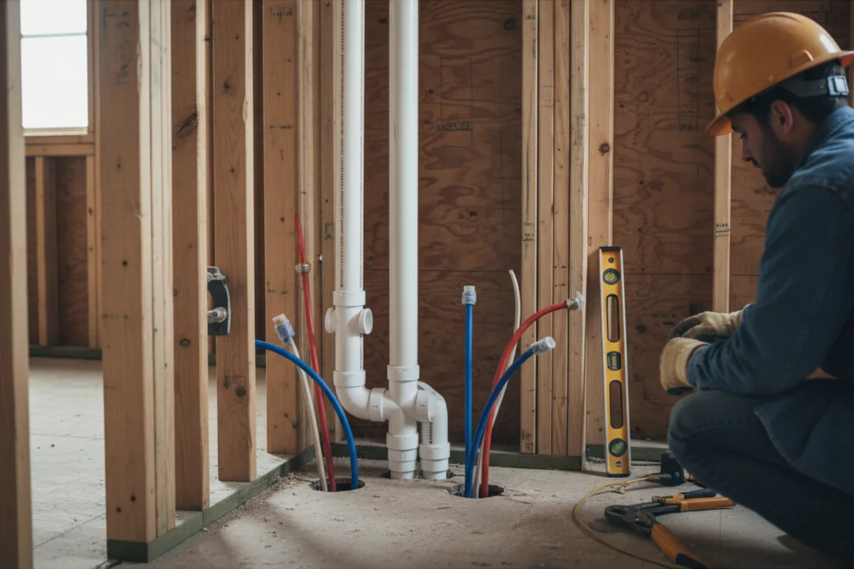 Drain and supply rough-in during Leak Detection in Bloomingdale